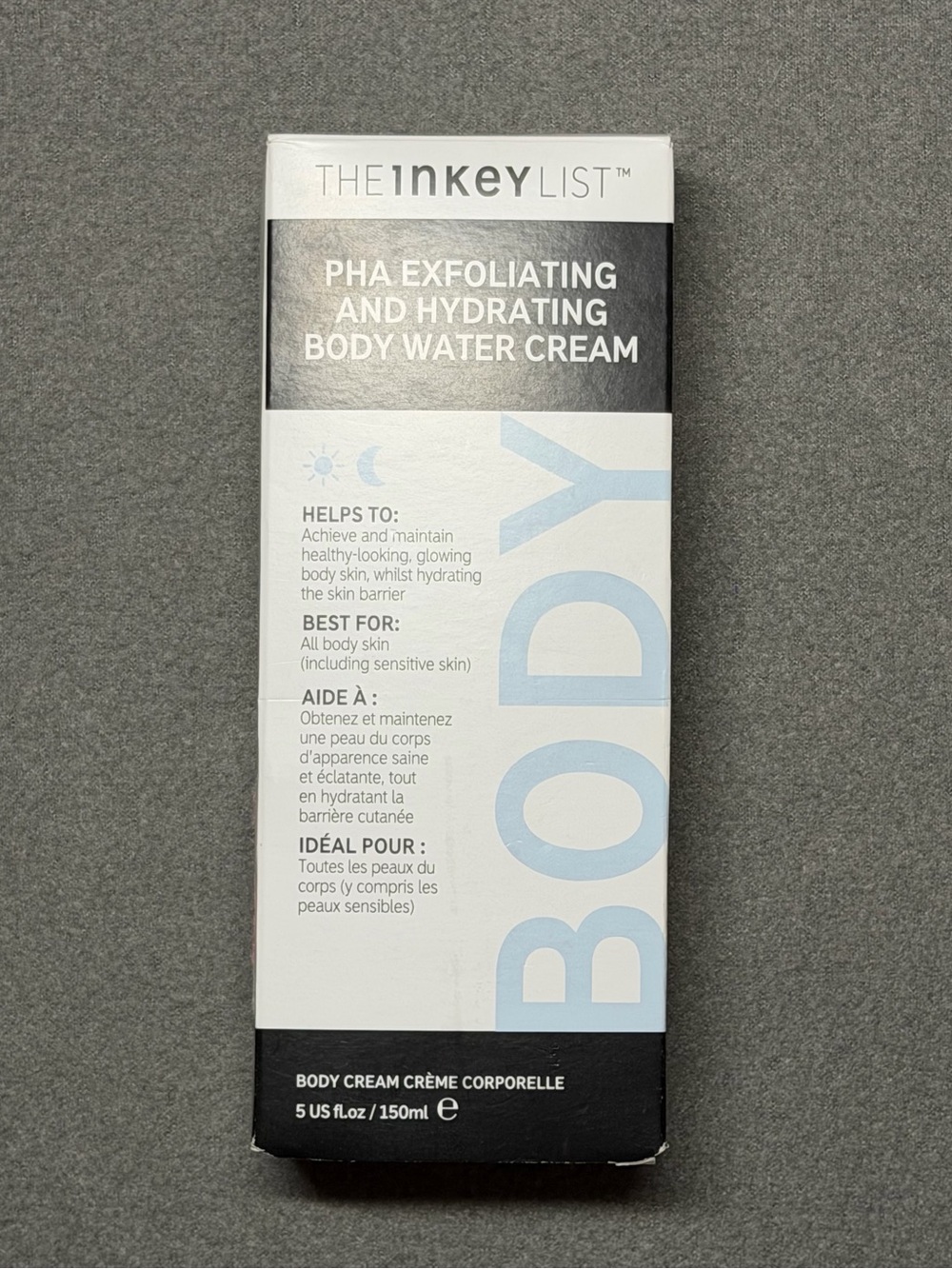 The Inkey List PHA Exfoliating & Hydrating Body Water Cream — White/Light Blue